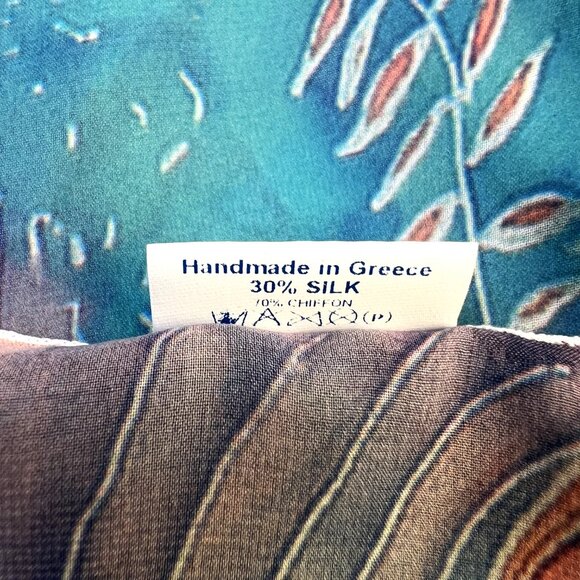 Stunning New Greek Scarf Santorini Scenic Mediterranean Coastal Design 29” - Picture 7 of 7